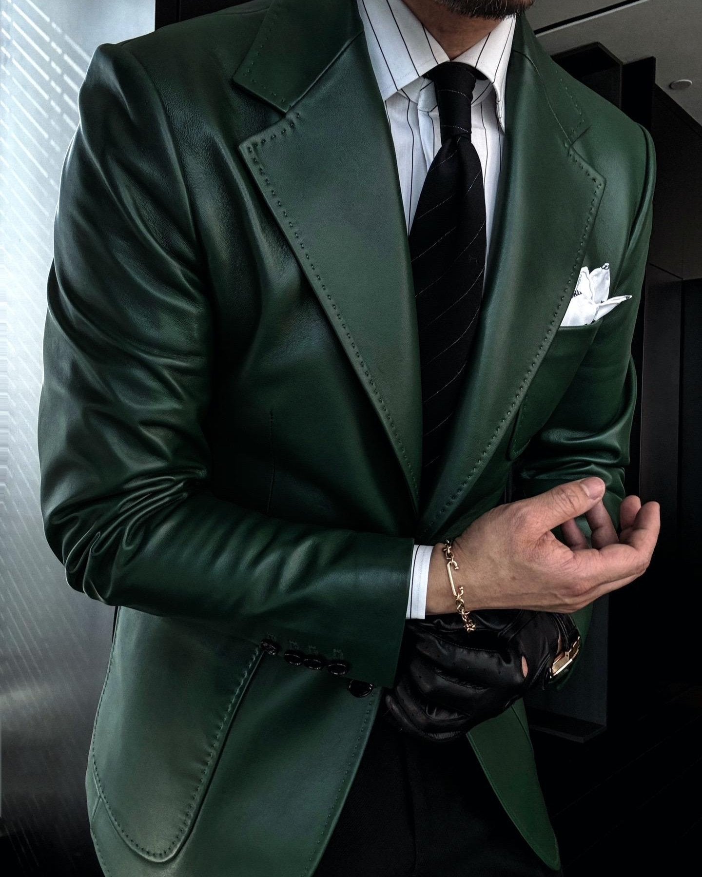 Classic Men's Leather Blazer Coat