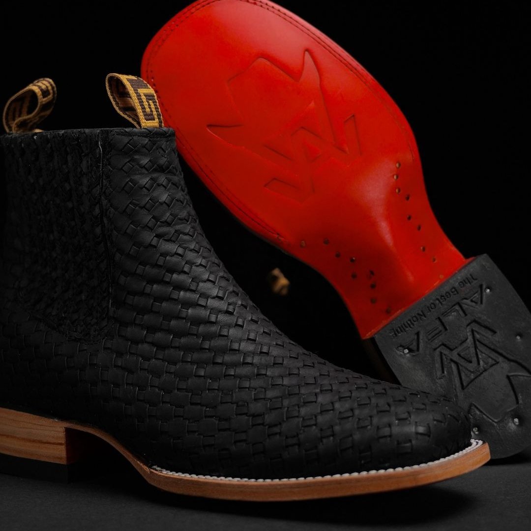 Hand-Woven Cowhide Cowboy Boots