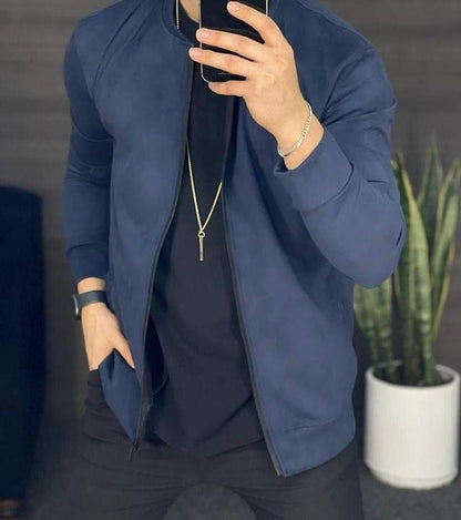 New Men's Casual Suede Lightweight Sweatshirt Jacket