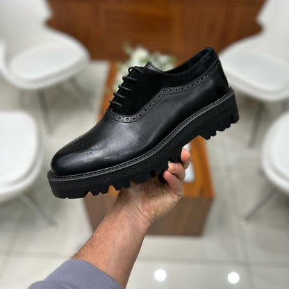 New Men's Classic Genuine Leather And Suede Spliced Casual Shoes