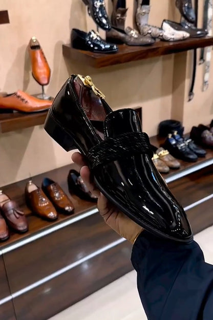 Trendy shiny diamond men's leather shoes