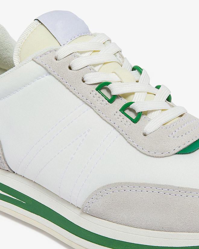 White Sneakers For Man With Green Decorate