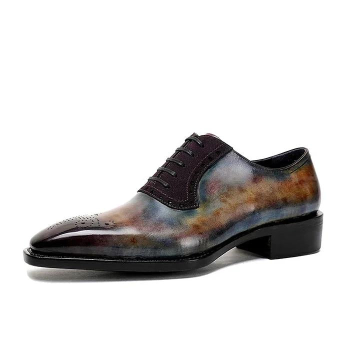 Galaxy Calfskin Fiddle Back Handmade Goodyear Polished Oxford Business Shoes