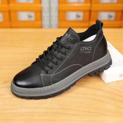Outdoor Mid-Top Chunky Sole Non-Slip Leather Shoes