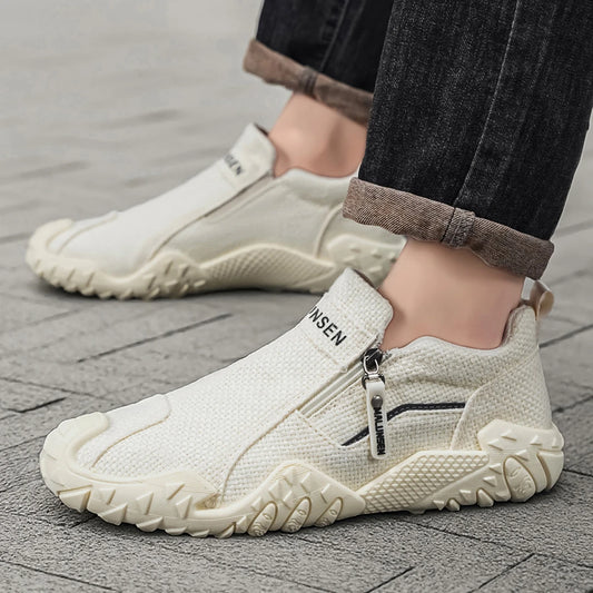 Men’s Breathable Slip-On Casual Shoes with Zipper and Soft Sole