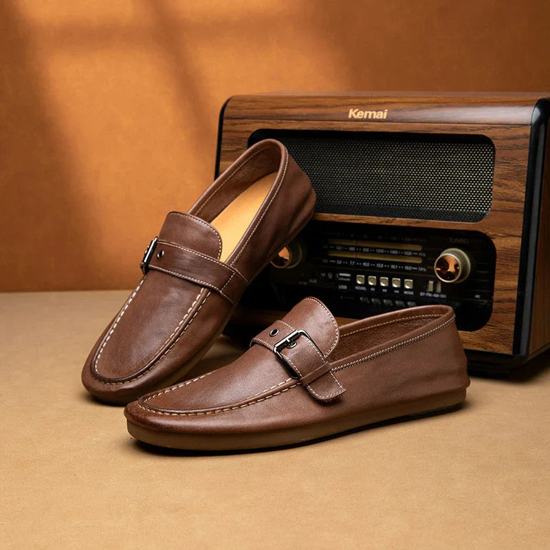 Urban Classic Buckle Leather Loafers