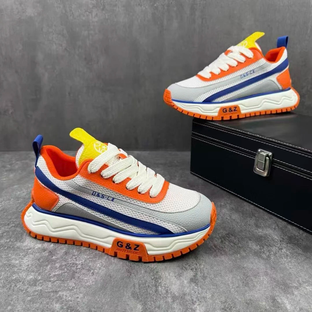 Colorblock Mesh Platform Height-Boosting Casual Sneakers
