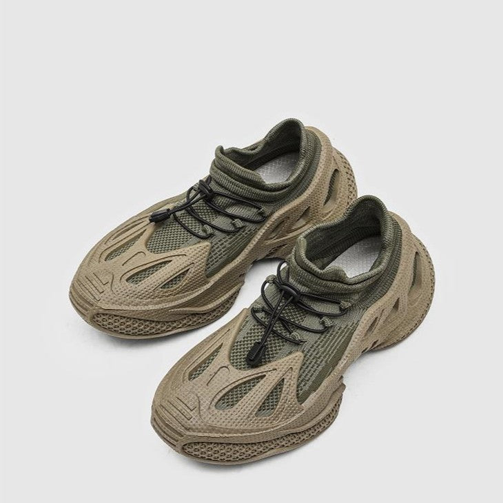 Mesh Flyknit Functional Running Sneakers with Cushioned Tire Sole