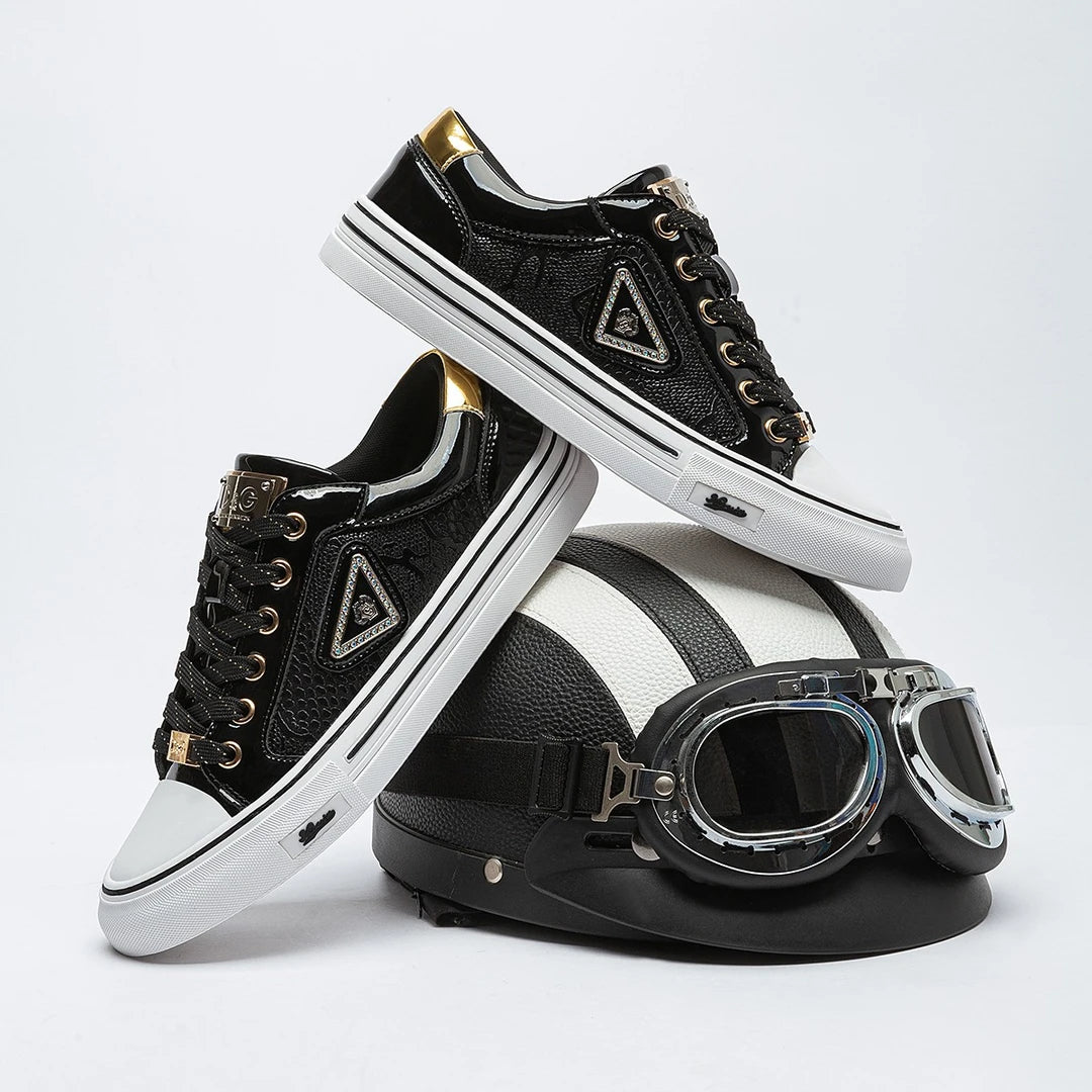 Men’s Low-Top Breathable Leather Skate Sneakers