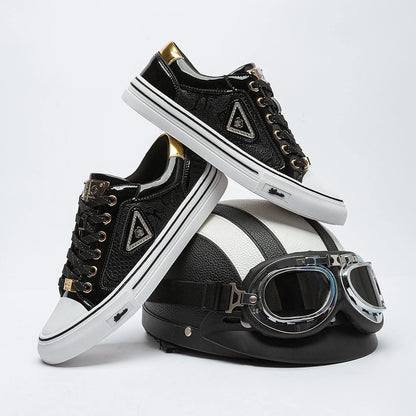 Men’s Low-Top Breathable Leather Skate Sneakers