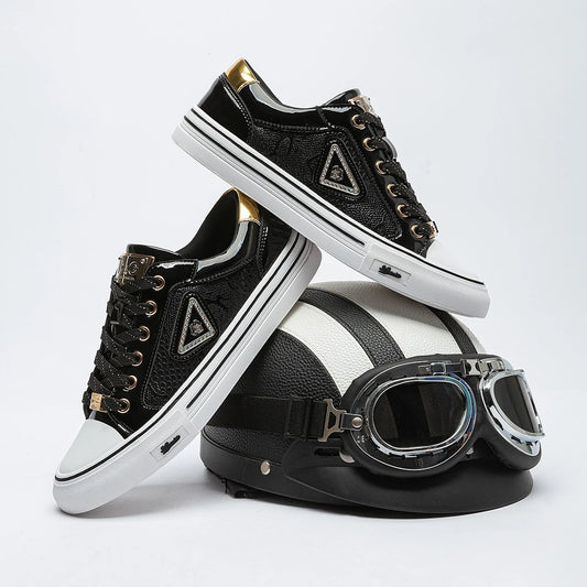 Men’s Low-Top Breathable Leather Skate Sneakers