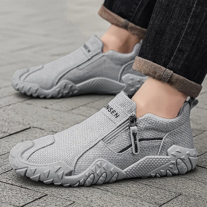 Men’s Breathable Slip-On Casual Shoes with Zipper and Soft Sole