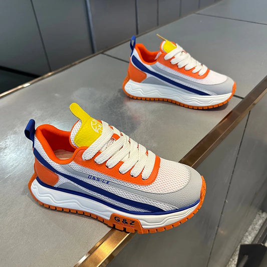 Colorblock Mesh Platform Height-Boosting Casual Sneakers