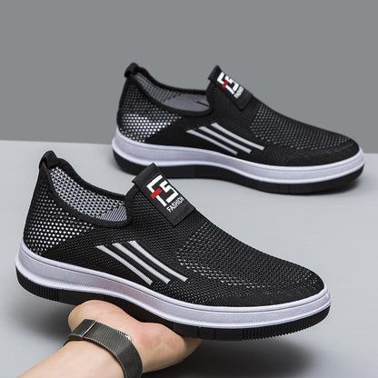 Mesh Hollow Flying Woven Upper Casual Slip-On Sneakers