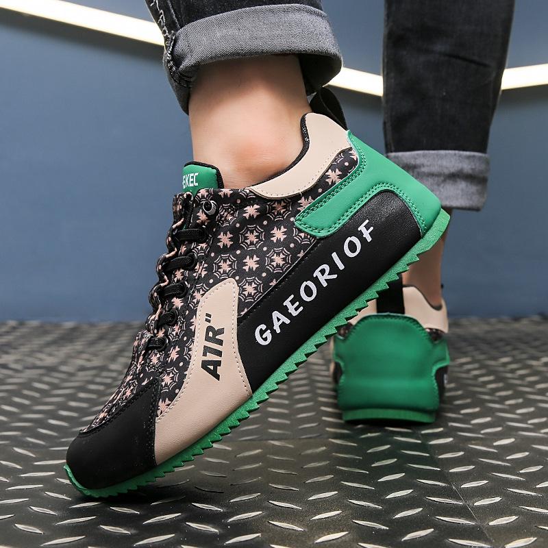 Men's Height-enhancing Leather Material Soft-soled Casual Running Shoes