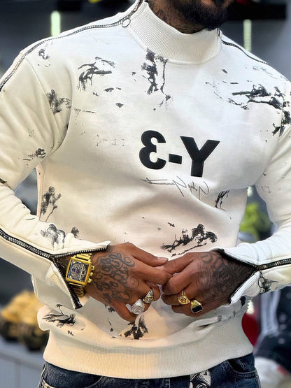 Men's Printed Zip Up Top