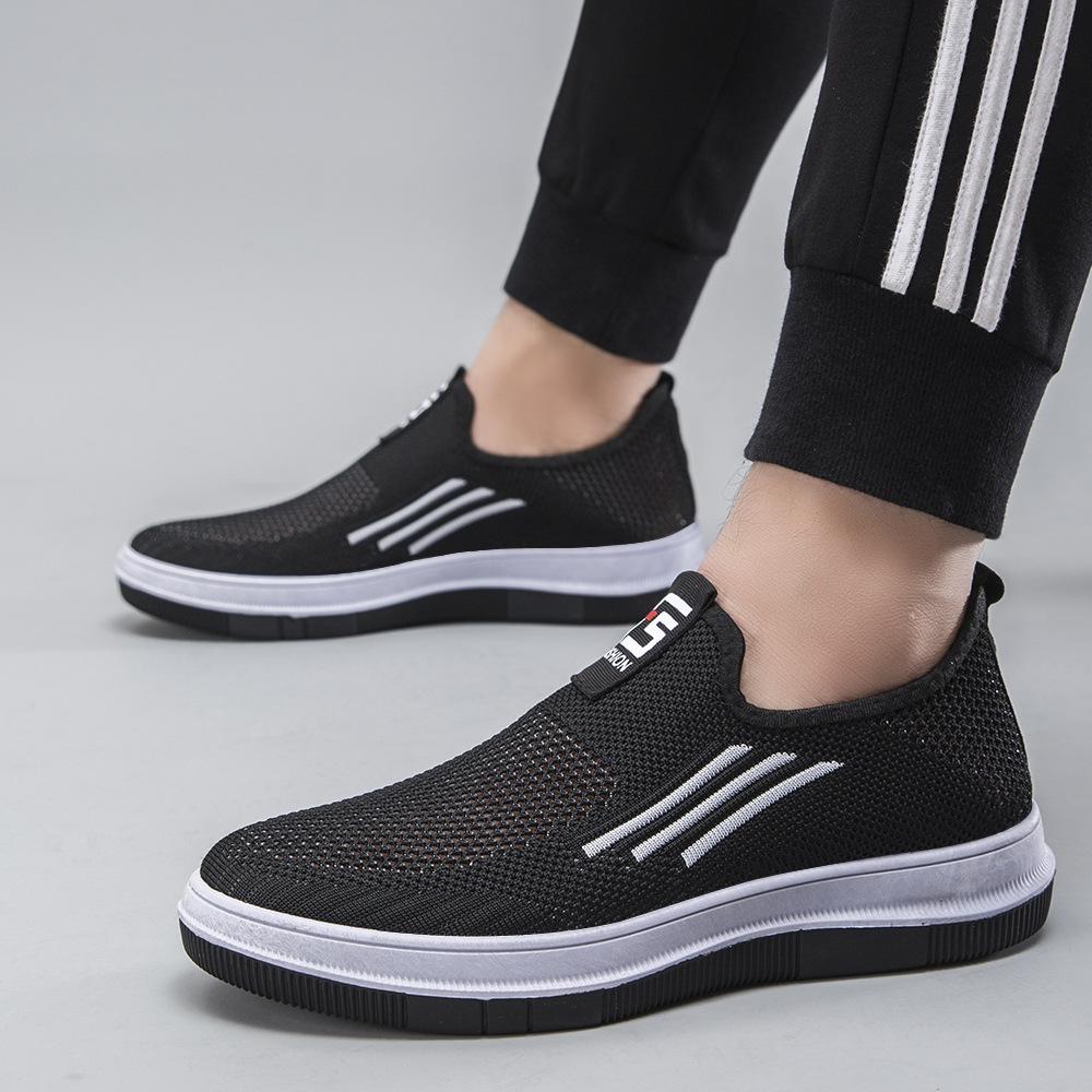 Mesh Hollow Flying Woven Upper Casual Slip-On Sneakers