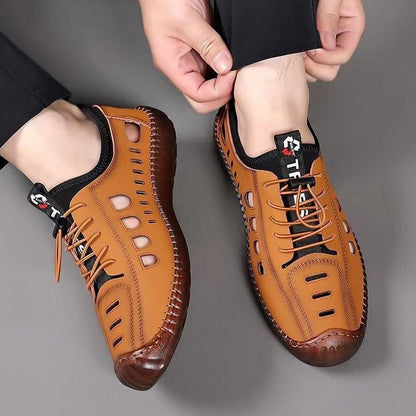 Men's Cowhide Sole Breathable Hollow Casual Hole Sandals