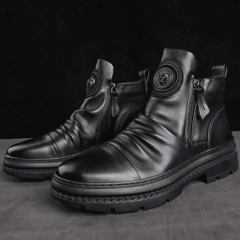 Men's Handmade Zipper Leather Martin Boots