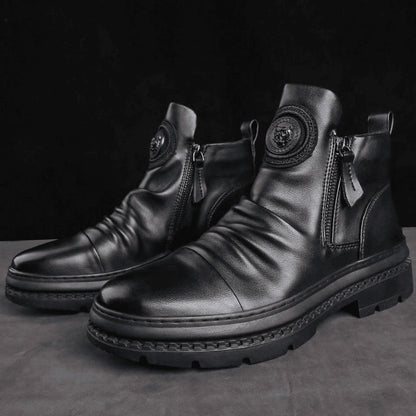 Men's Handmade Zipper Leather Martin Boots