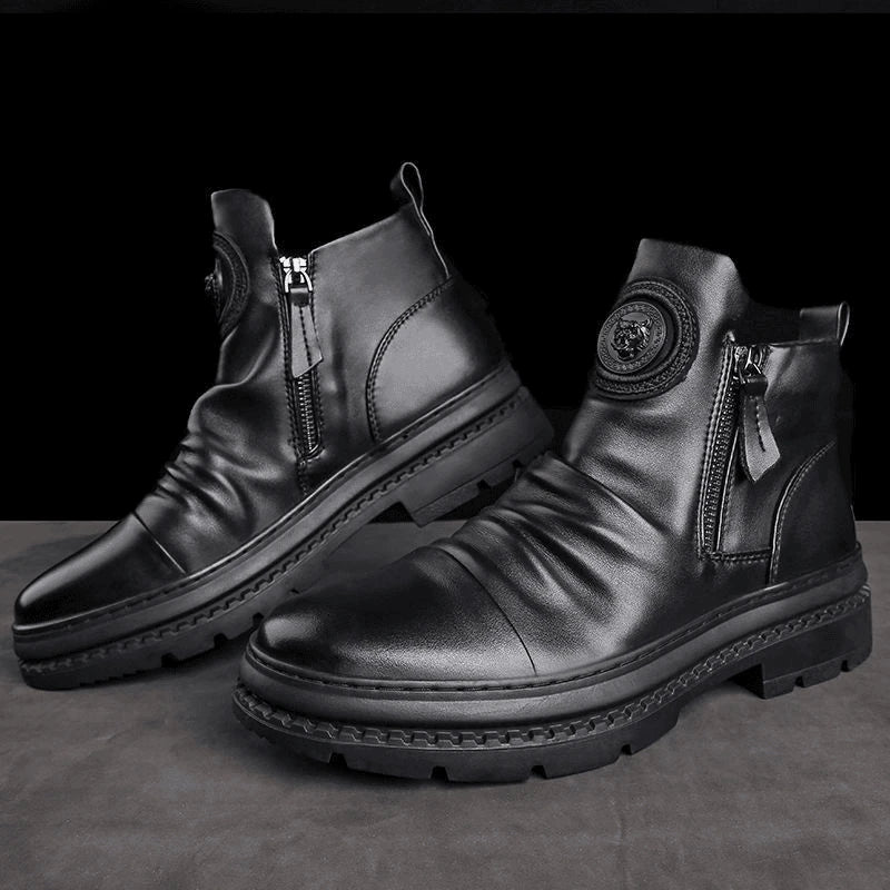 Men's Handmade Zipper Leather Martin Boots