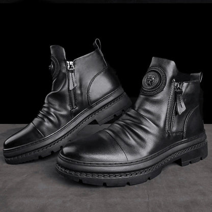 Men's Handmade Zipper Leather Martin Boots