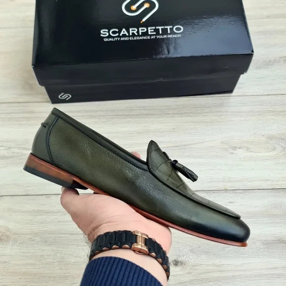 Green Croco Leather Men's Loafer