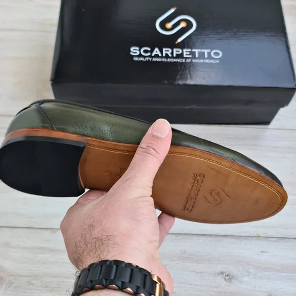 Green Croco Leather Men's Loafer