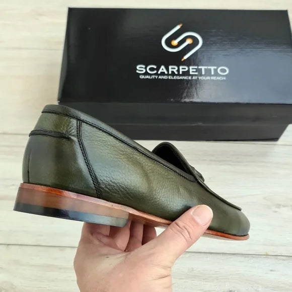 Green Croco Leather Men's Loafer