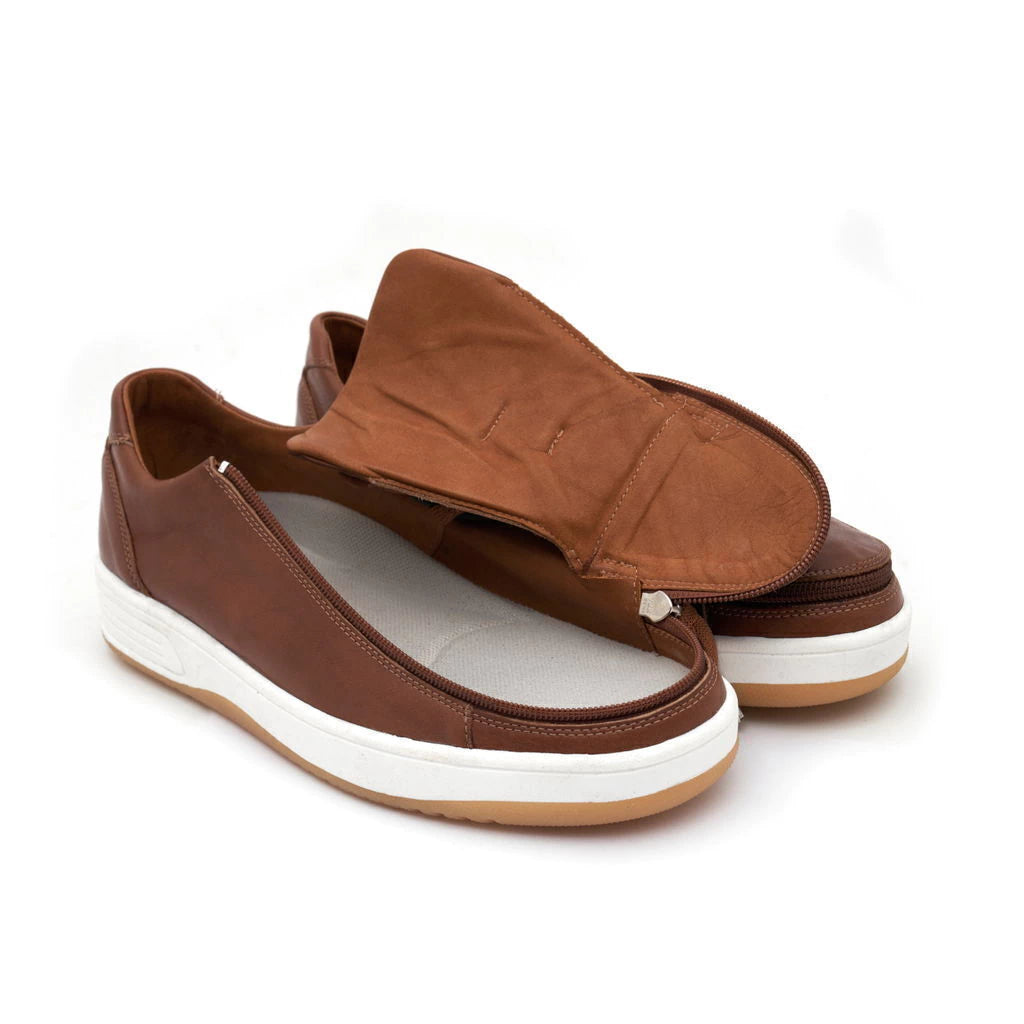 Easy-On Side Zipper Lace-Up Sneakers