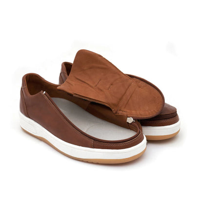 Easy-On Side Zipper Lace-Up Sneakers