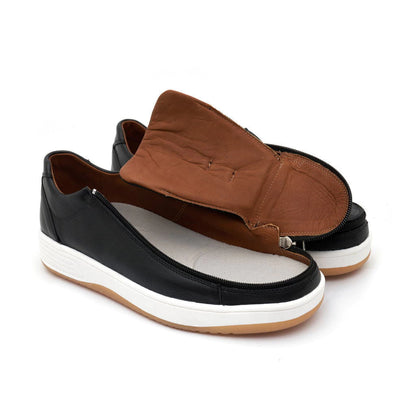 Easy-On Side Zipper Lace-Up Sneakers