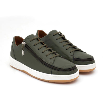 Easy-On Side Zipper Lace-Up Sneakers