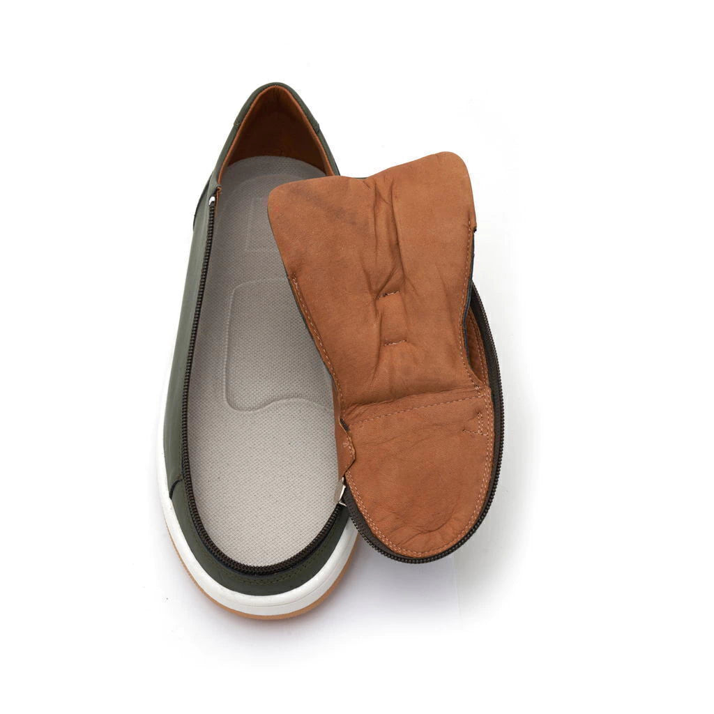 Easy-On Side Zipper Lace-Up Sneakers