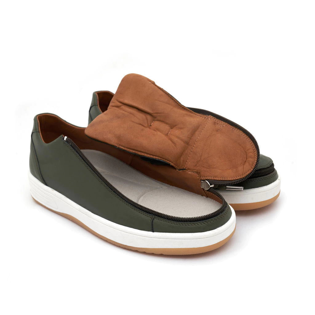 Easy-On Side Zipper Lace-Up Sneakers