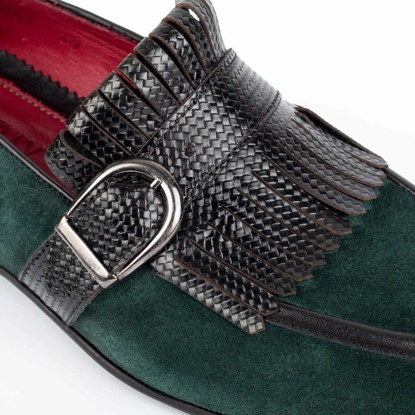 Men's Handmade Tassel Buckle Low Heel Monks Leather Shoes