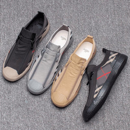 Men's Trendy Double Zipper Slip-On Canvas Shoes