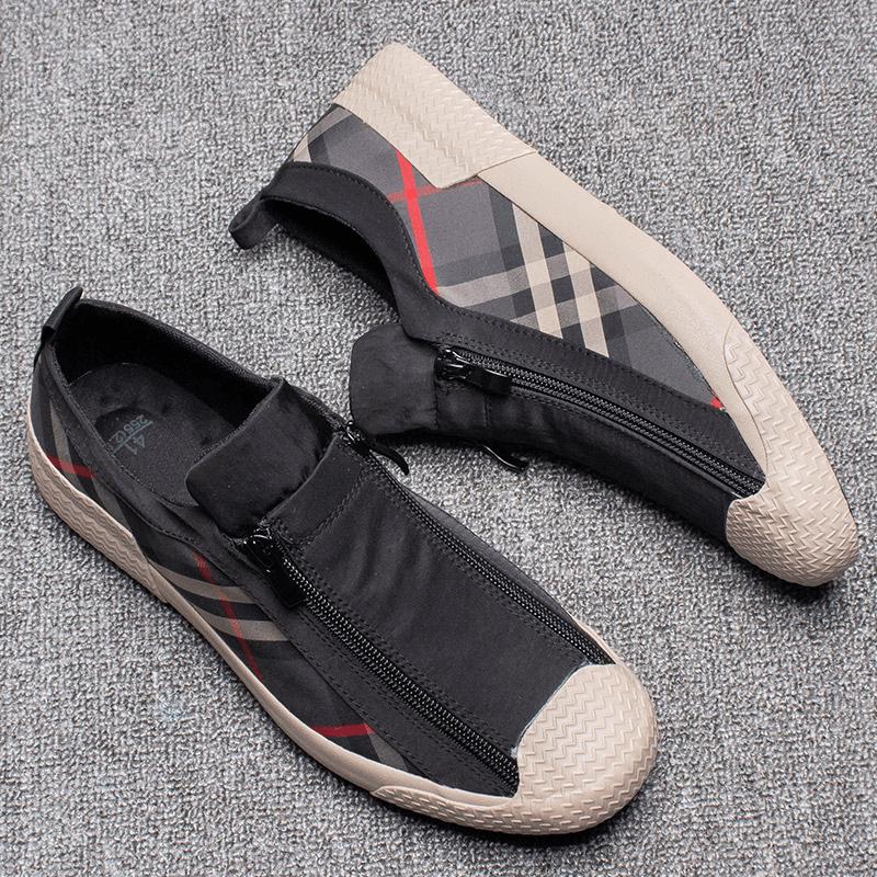 Men's Trendy Double Zipper Slip-On Canvas Shoes