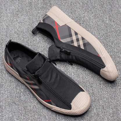 Men's Trendy Double Zipper Slip-On Canvas Shoes