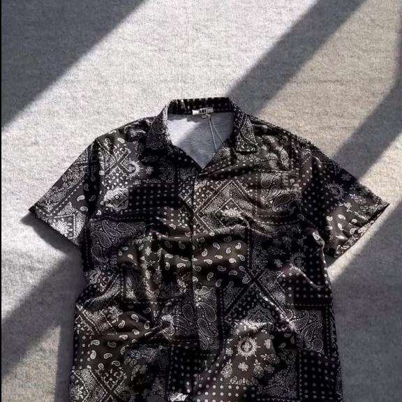 Retro Cashew Flower Full Print Loose Casual Short-Sleeved Shirt