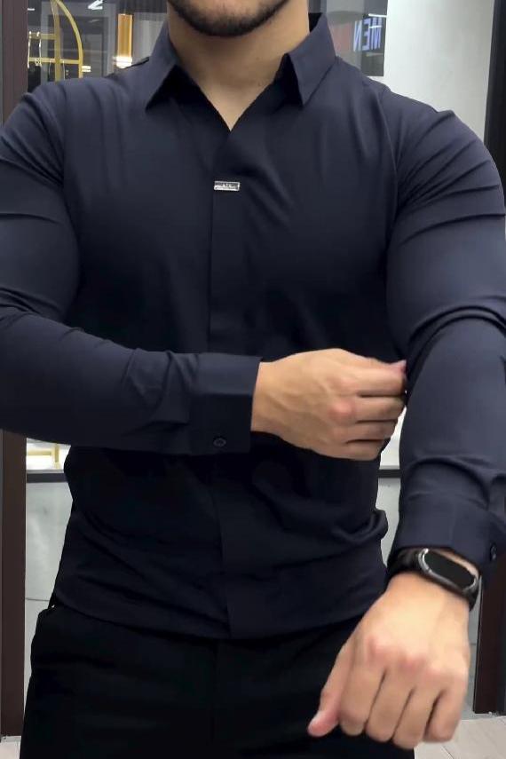 Men's Classic Buttonless Black Shirt