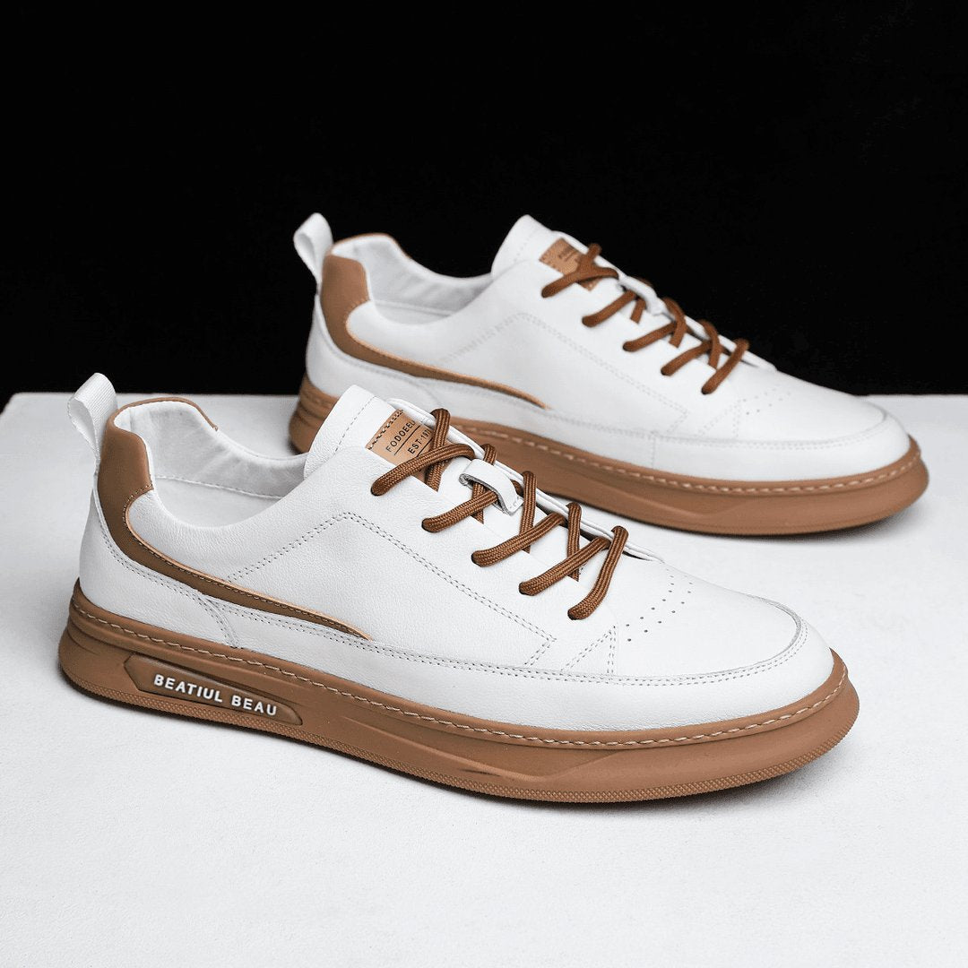 Trendy leather breathable men's casual sneakers