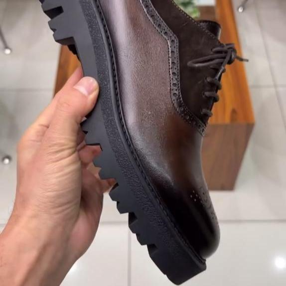 New Men's Classic Genuine Leather And Suede Spliced Casual Shoes