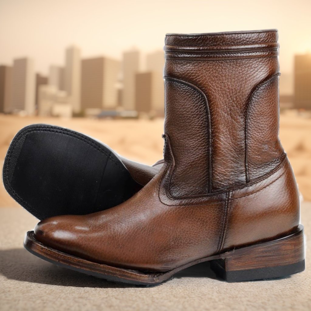 New Men's Brown Retro Knight Boots