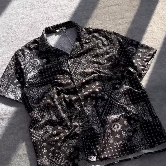 Retro Cashew Flower Full Print Loose Casual Short-Sleeved Shirt