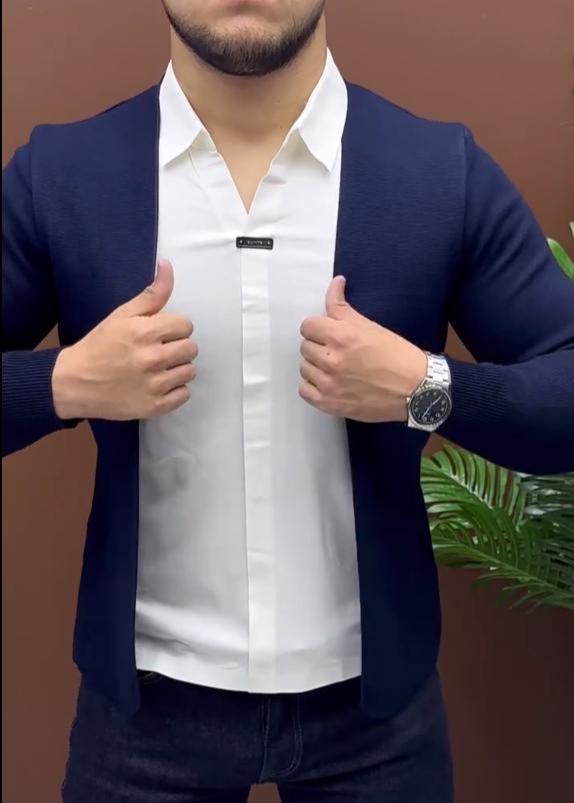 Men's One-Piece Shirt Sweater Jacket