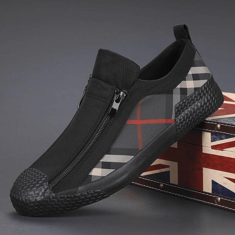 Men's Trendy Double Zipper Slip-On Canvas Shoes
