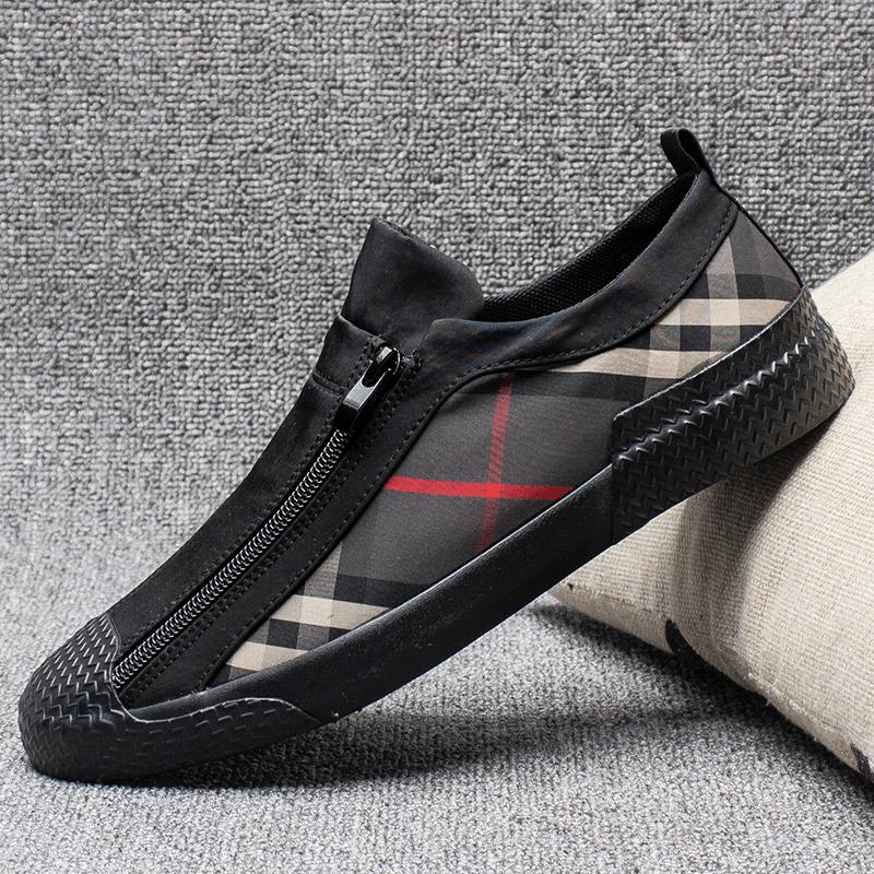 Men's Trendy Double Zipper Slip-On Canvas Shoes