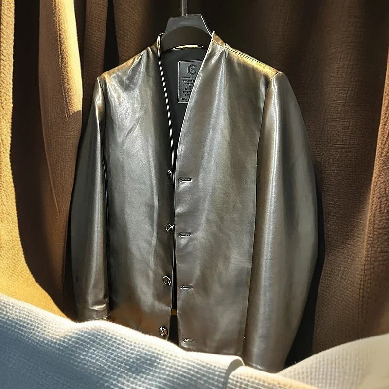 Men's New Collarless Coat Jacket