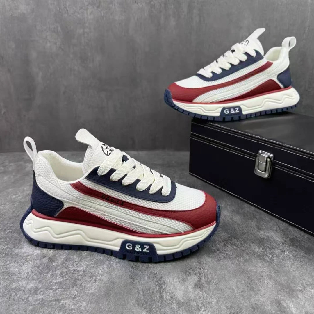Colorblock Mesh Platform Height-Boosting Casual Sneakers